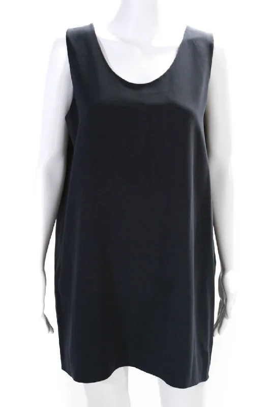 The Row Womens Sleeveless Scoop Neck Mini Shift Dress Navy Blue