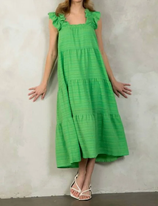 Tiered Maxi Dress In Green