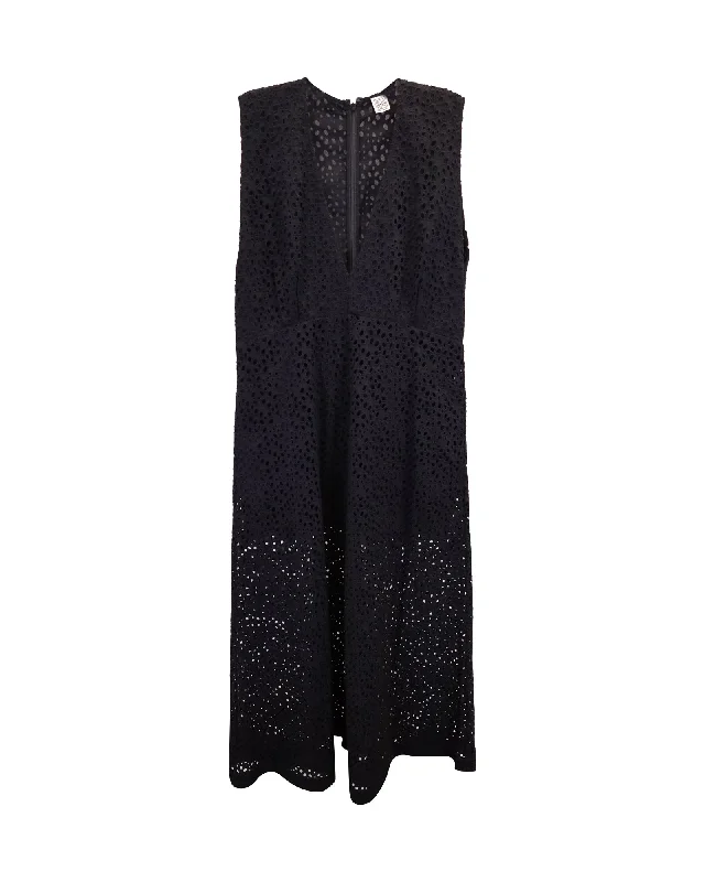 Totême Broderie Anglaise Maxi Dress in Black Cotton