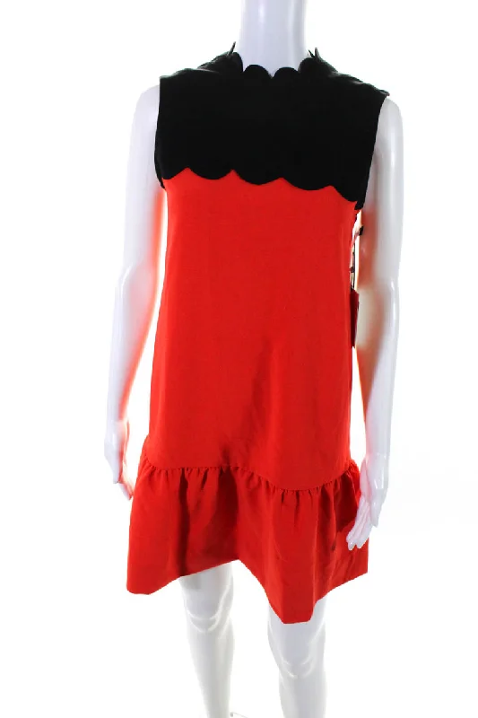 Victoria Beckham Women's Round Neck Sleeveless Tiered Mini Dress Red