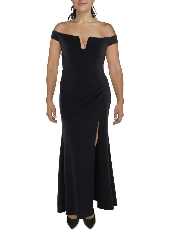 Womens Off-The-Shoulder Maxi Evening Dress