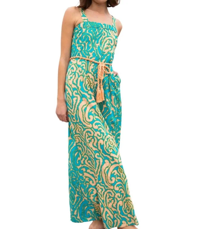 Zara Maxi Dress In Teal Block