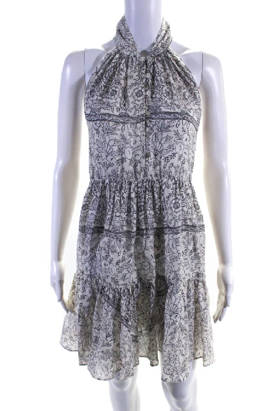 Zimmermann Women's Sleeveless Floral Print Button Down Mini Dress White