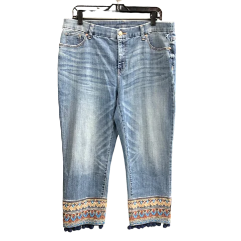 Jeans Straight By Chicos In Blue Denim, Size: L