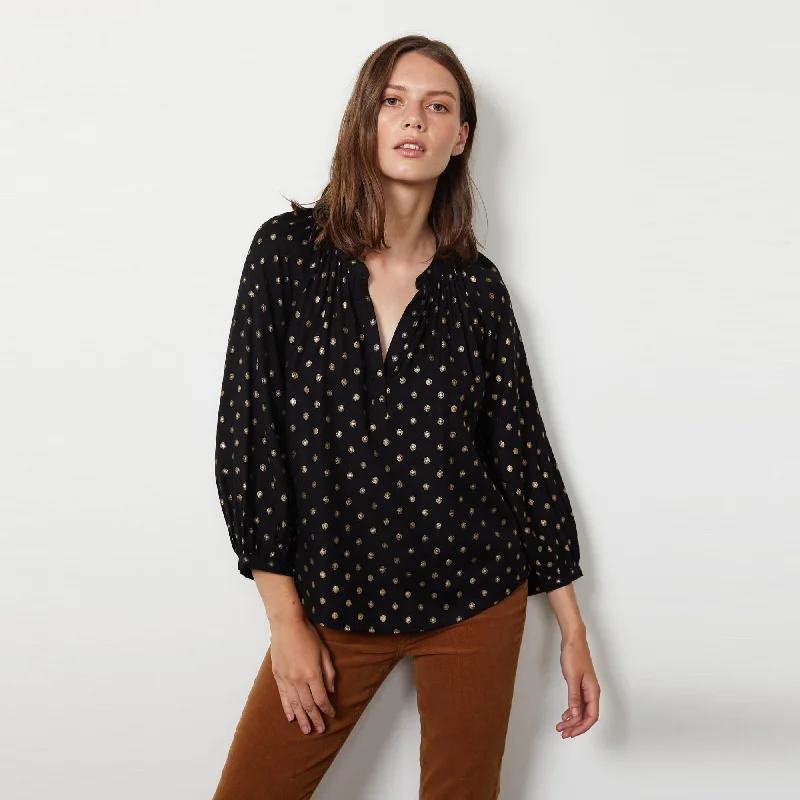 Maisee Foil Dot Blouse (Black Multi)