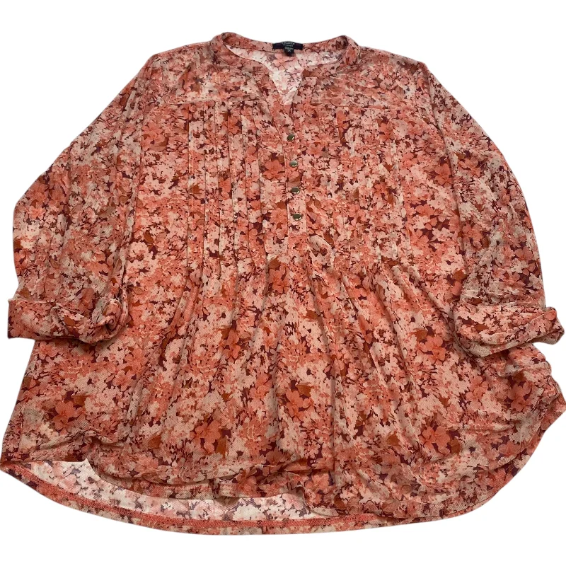 Top 3/4 Sleeve By Cocomo In Orange, Size: 2x