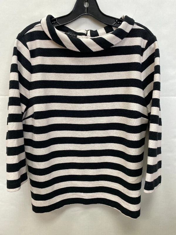 Top 3/4 Sleeve By Talbots In Black & White, Size: Xl