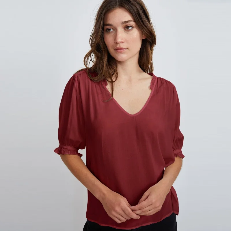 Trixie Ruffled Blouse (Marsala)