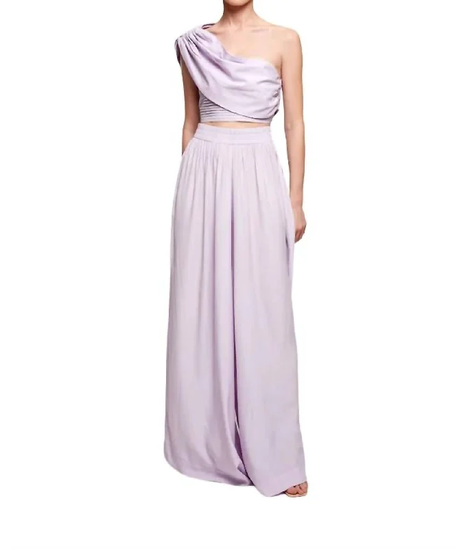 Elasticed Wide Leg Pant In Lila