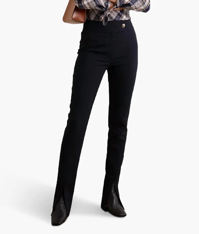 Jessamy Twill Slim-Leg Pants In Navy