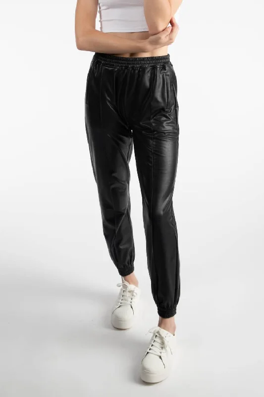 Pleather Jogger In Black