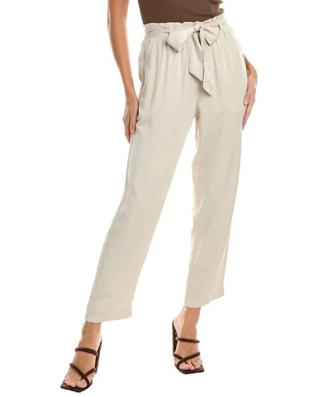 Seamed Belted Trouser In Ivory Sand