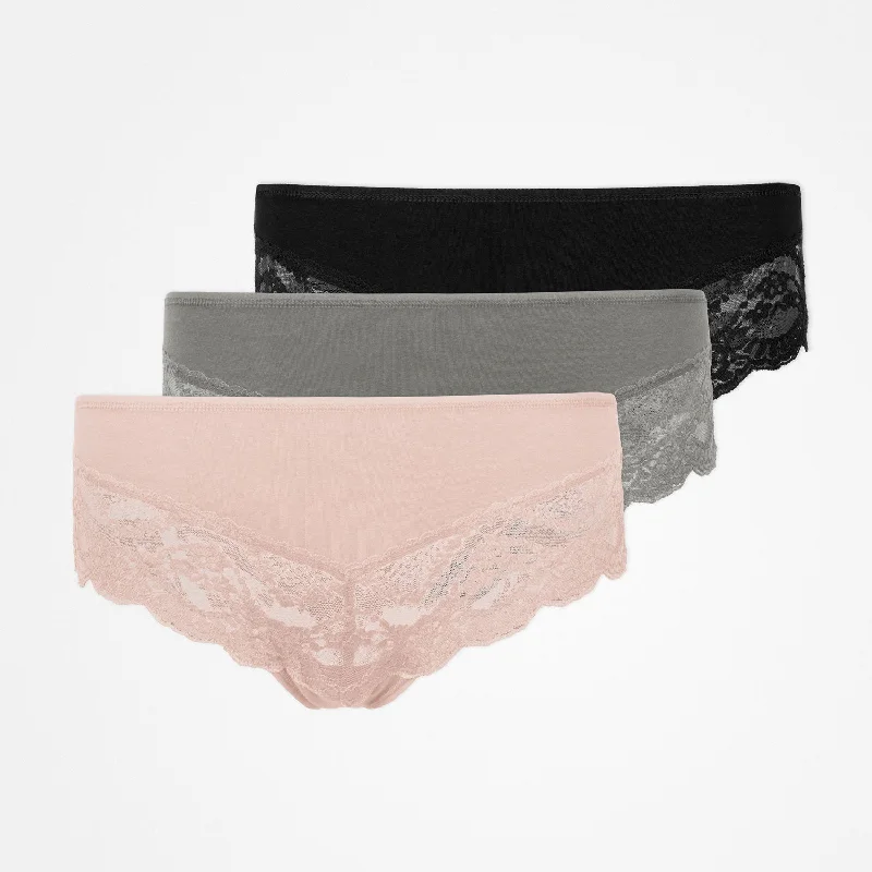 Hipster Panties mit Spitze | Mix (Apricot/Grün/Schwarz)