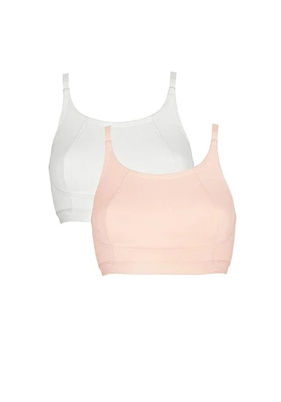 Royce Lola 2 Pack Crop Top Bra, Pink and White