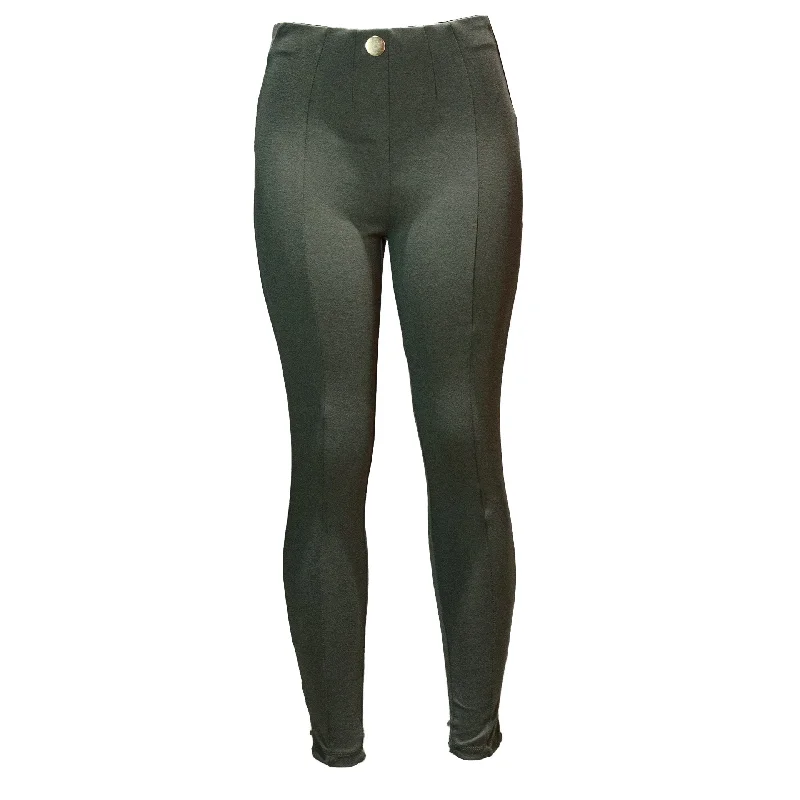 Olive Single Button Dart Ponte Legging