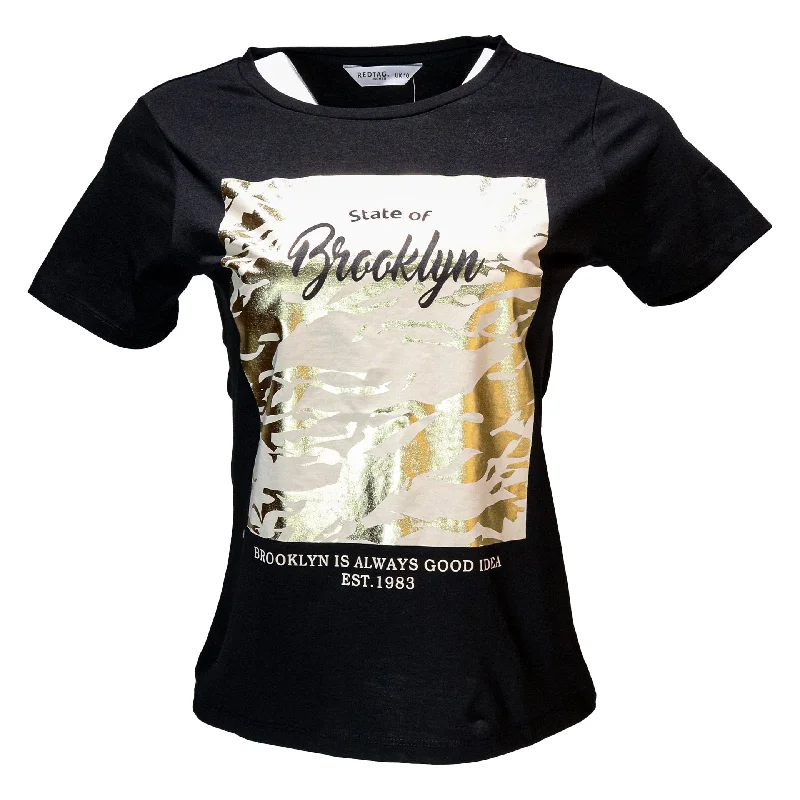 Black Foil Printed T Shirt