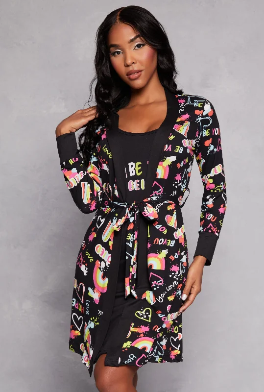 Be You Beloved Graphic Cami Nightgown with Robe