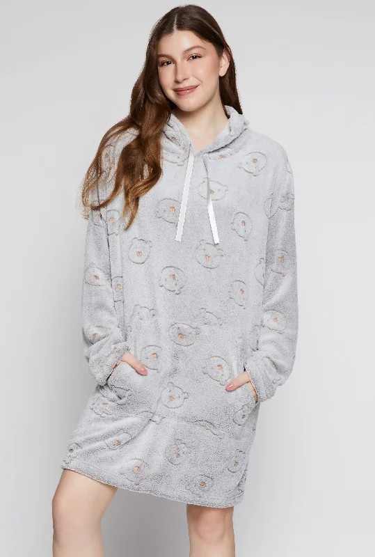 Bear Print Blanket Hoodie