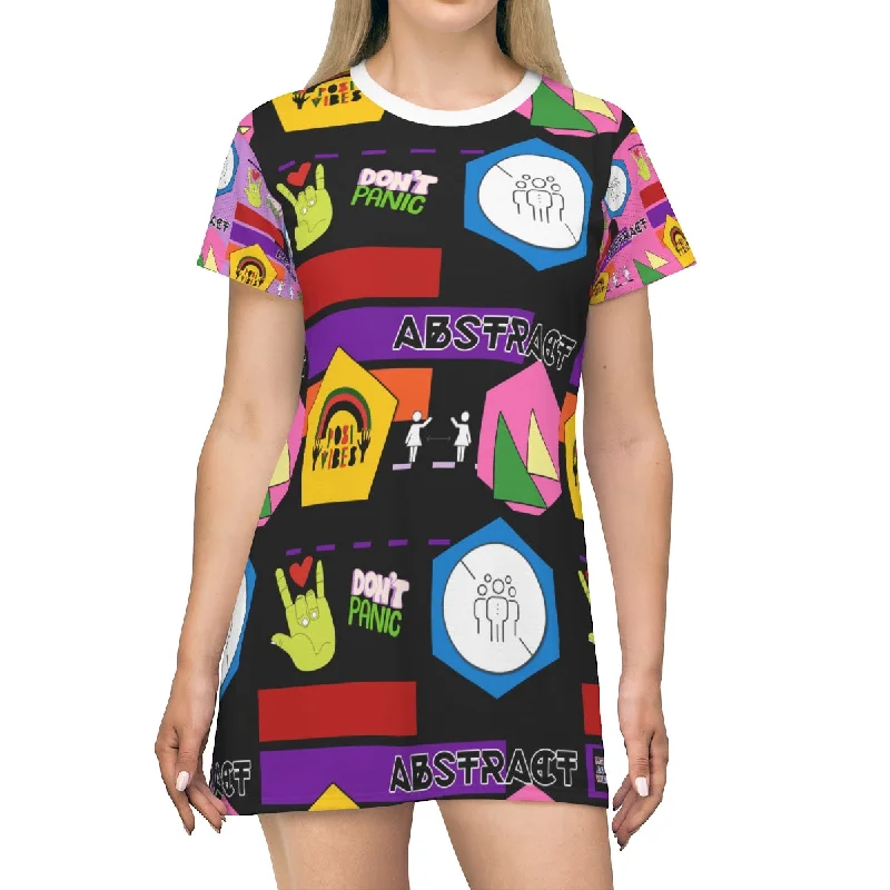 All Over Print T-Shirt Dress ABSTRACT VIBES