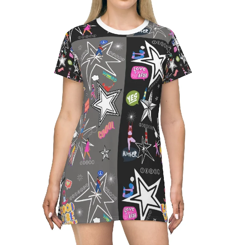 All Over Print T-Shirt Dress GOOD VIBE TRIBE