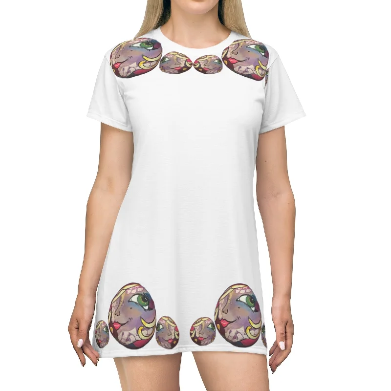 All Over Print T-Shirt Dress PEBBLE ART