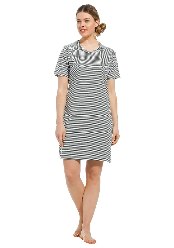 Pastunette Short Sleeve Striped Nightdress, Light Green