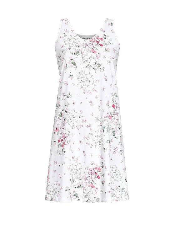 Ringella Floral and Lace Nightdress, White Multi