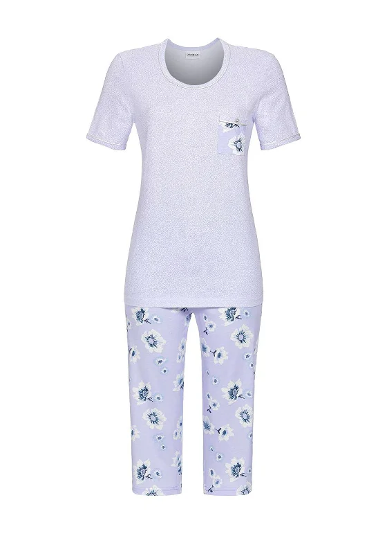 Ringella Floral and Print Capri Pyjama Set, Blue