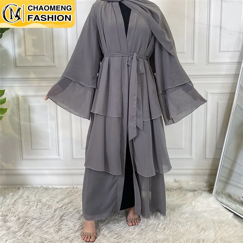 1896#[With hijabs]New Arrivals Chiffon Fashion Lantern Sleeve Abaya