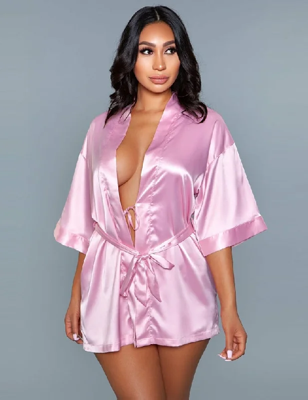 Be Wicked 1947 Rose Pink Getting Ready Satin Robe