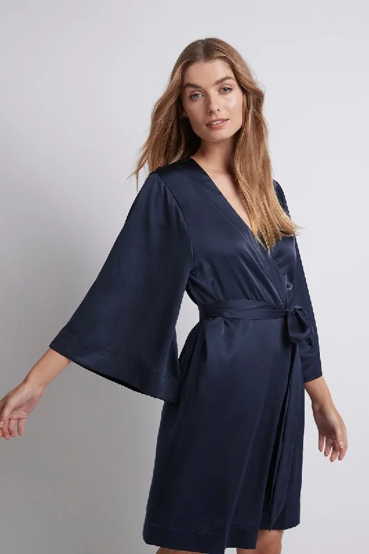 Jasmine Short Robe - Navy