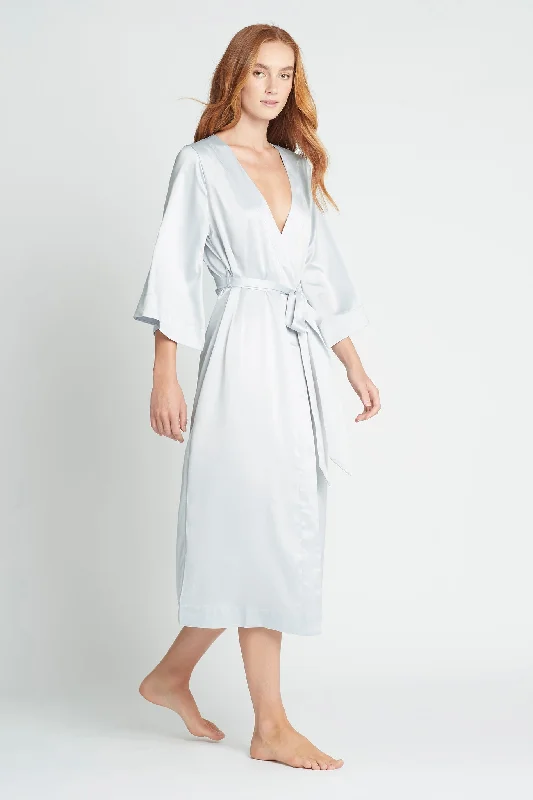 Jasmine Long Robe - Eggshell Blue