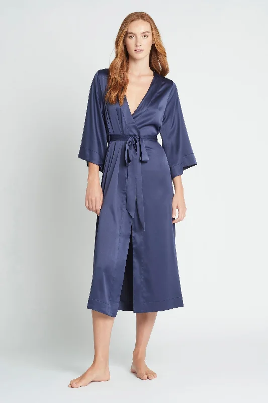 Jasmine Long Robe - Navy