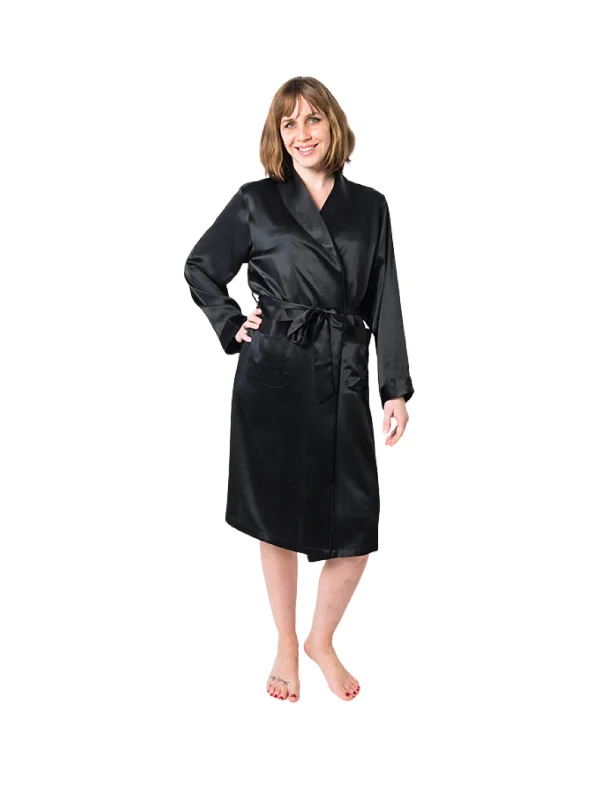 Women's Black Mulberry Silk Robe