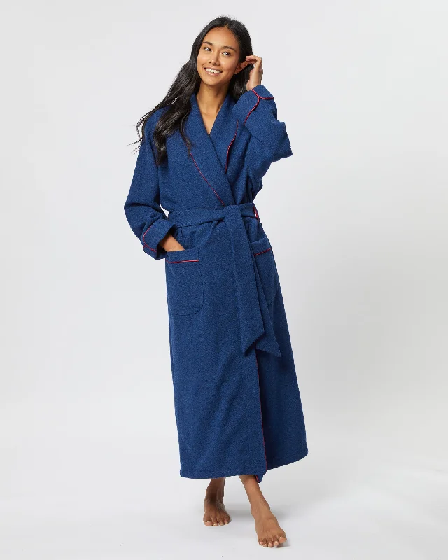 Women's Silk-Lined Wool Robe - Royal Blue